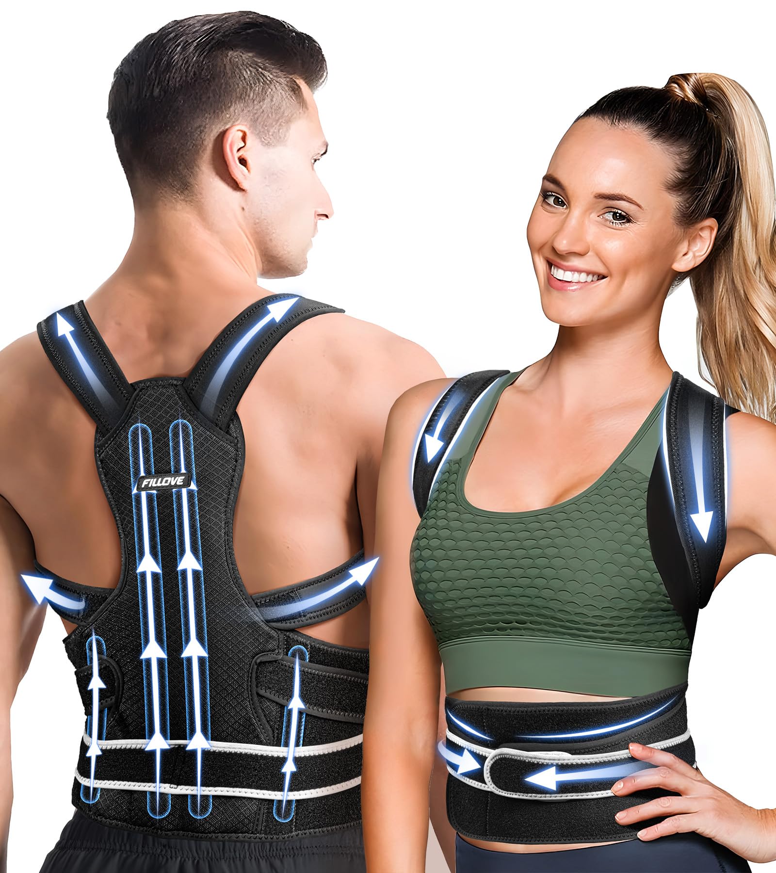 FILLOVE Magnetic Therapy 4X Back Brace for Posture Correction